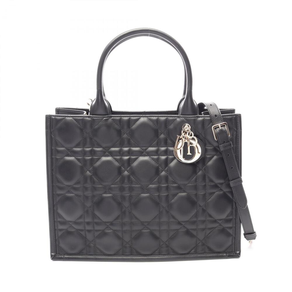 Christian Dior Book Cannage Bag Leather Tote Bag Black